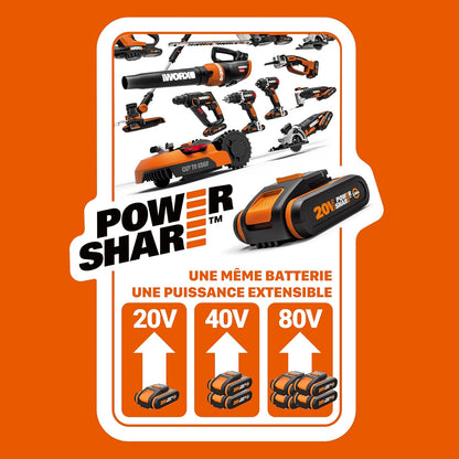 Pack 2 Batteries Powershare Pro 20V 4 Ah WA3644.2