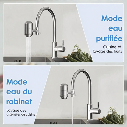 Filtre sur robinet inox – texte en français
