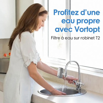 Filtre sur robinet inox – texte en français