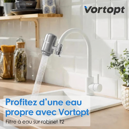 Filtre sur robinet inox – texte en français