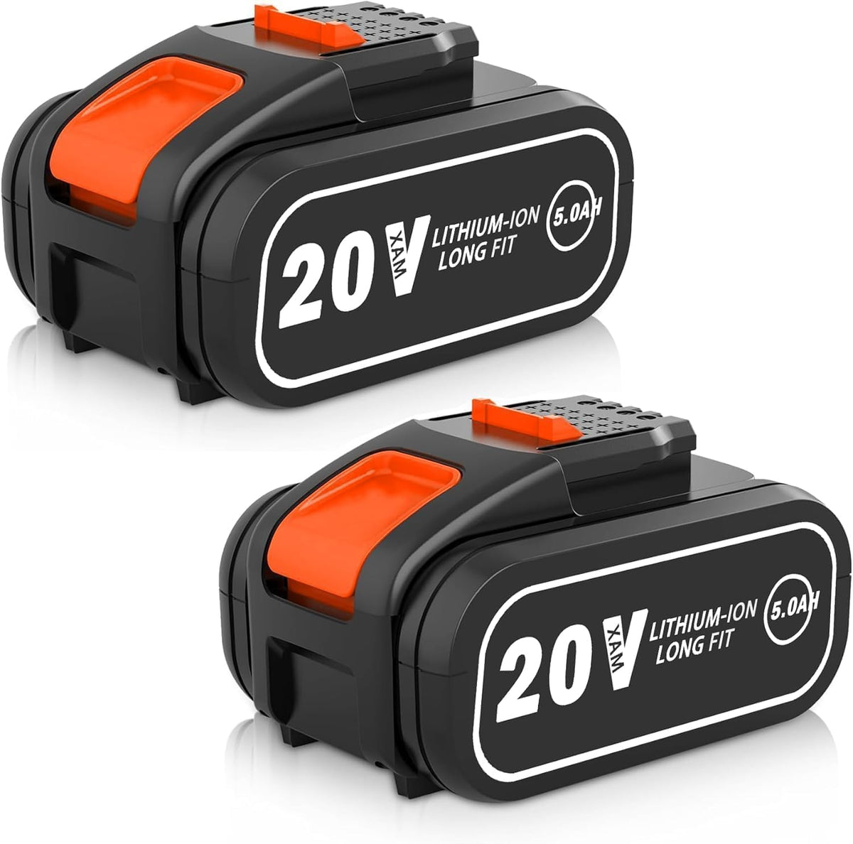 Lot De 2 Batteries De Rechange 5,0 Ah Pour Outils Worx 20 V - Compatible Avec WA3553, WA3551, WA3572, WX390, WX176, WX178, WU268, WX166.4, WX372.1, WX800, WG2 59E