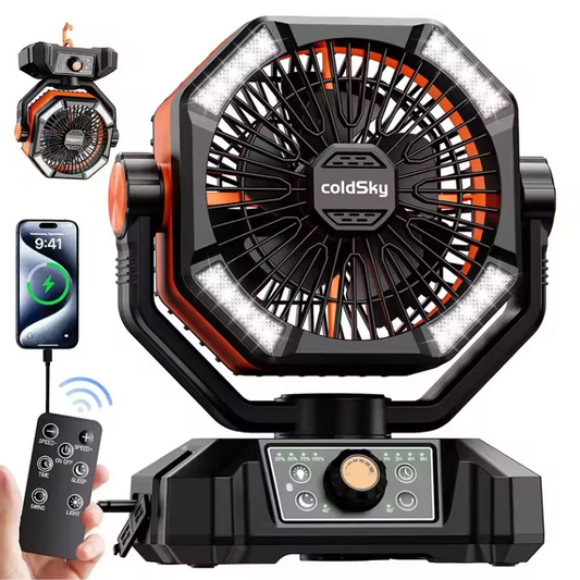 Ventilateur Camping Portable Avec Lanternes LED Et Batterie 20000mAh