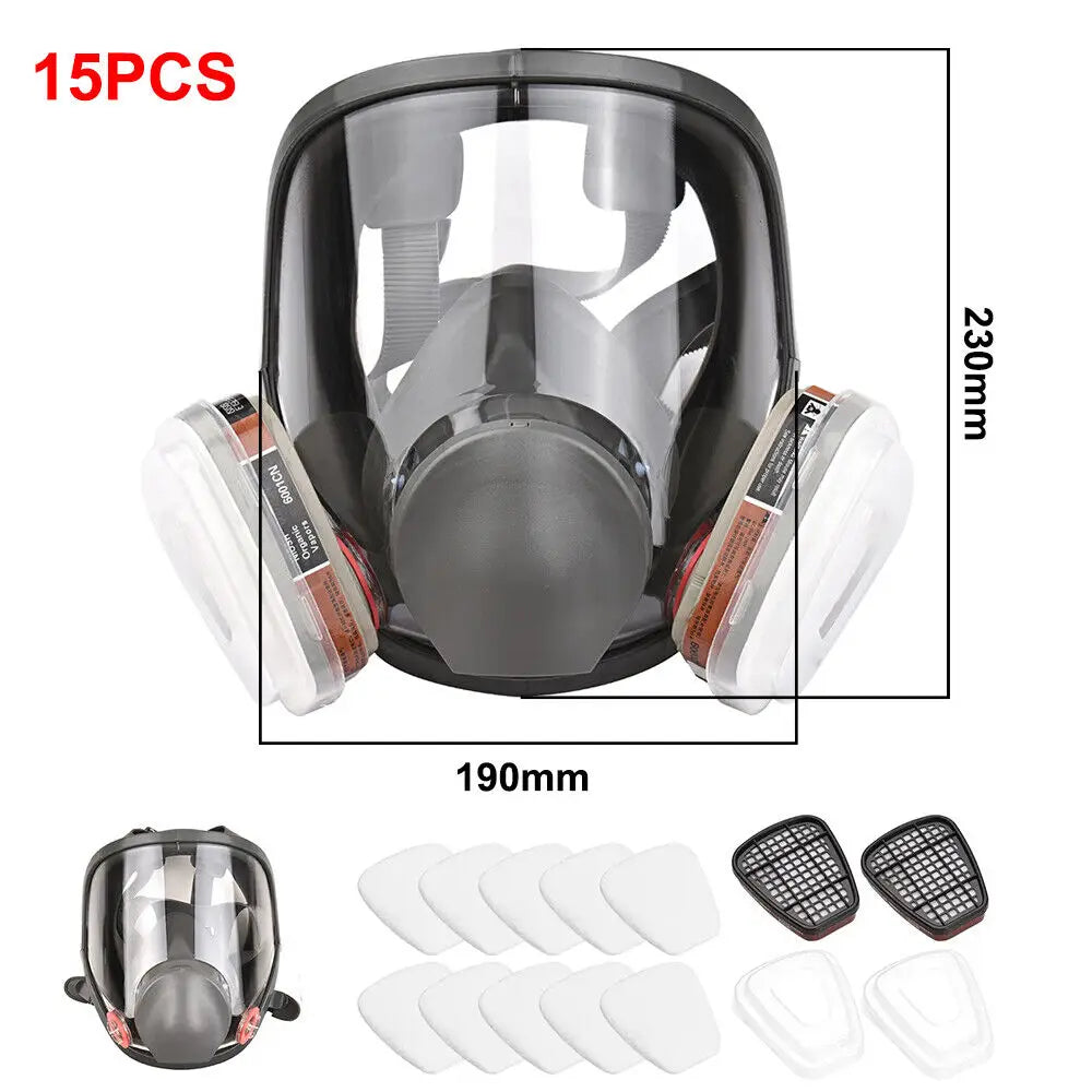 Masque à Gaz Intégral 6800 15 en 1 Pour Vapeurs Chimiques Filtre 95