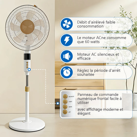 Ventilateurs Sur Pied Intelligents Télécommande, 6 Vitesses Réglables