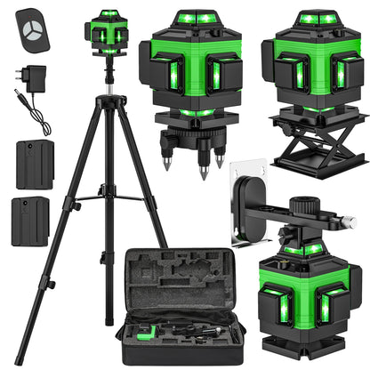 Niveau Laser 4D 16 Lignes Vert Alignement Précis 3x360 Auto Nivellement USB