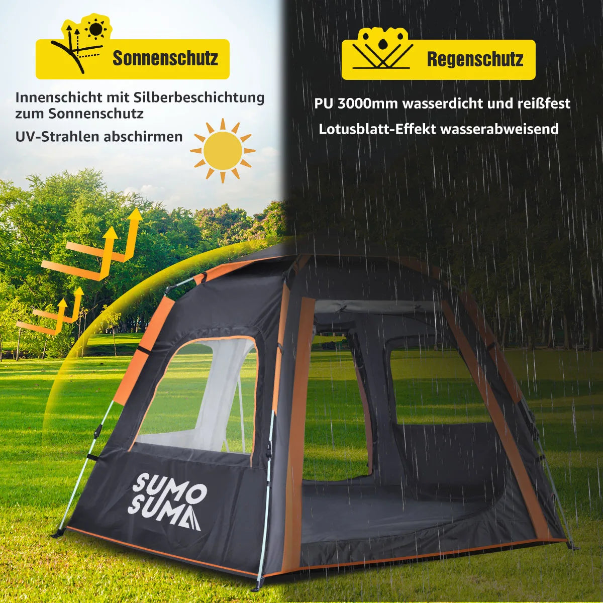 Tente De Camping Instantanée À Ouverture Rapide Pour 3 À 4 Personnes