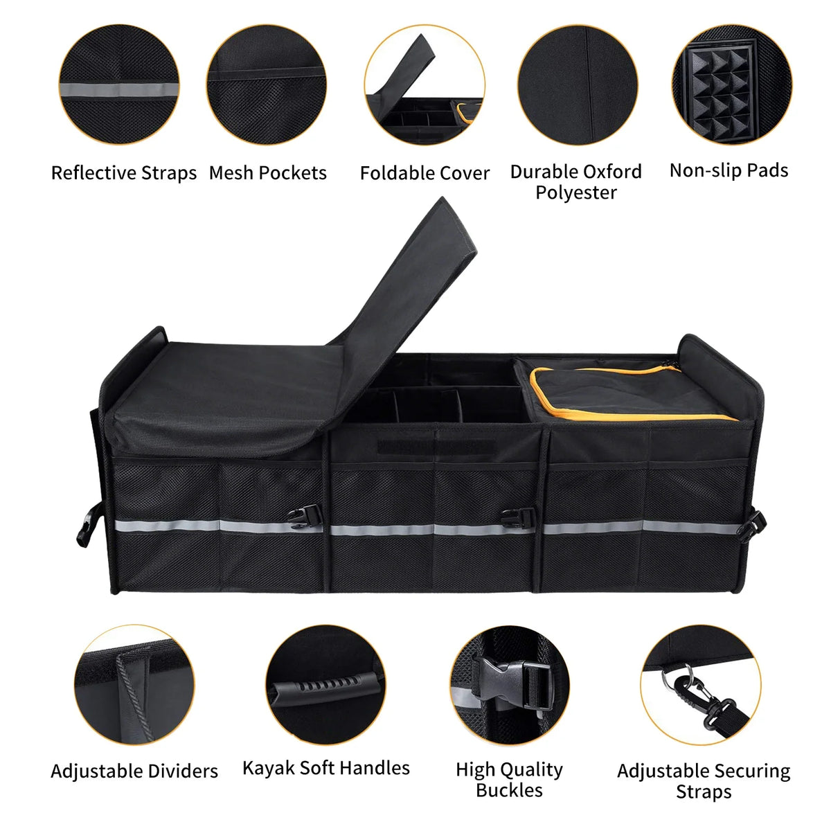 Organisateur de coffre pliable 115 L – tissu Oxford
