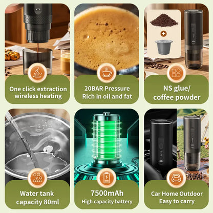 Cafetière expresso portable électrique – capsules et café moulu