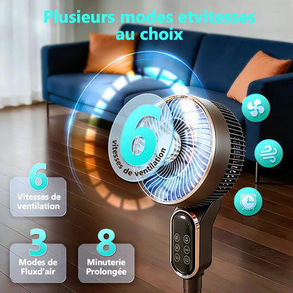 Ventilateur Sur Pied Silencieux Télécommande 3 Vitesses Noir France