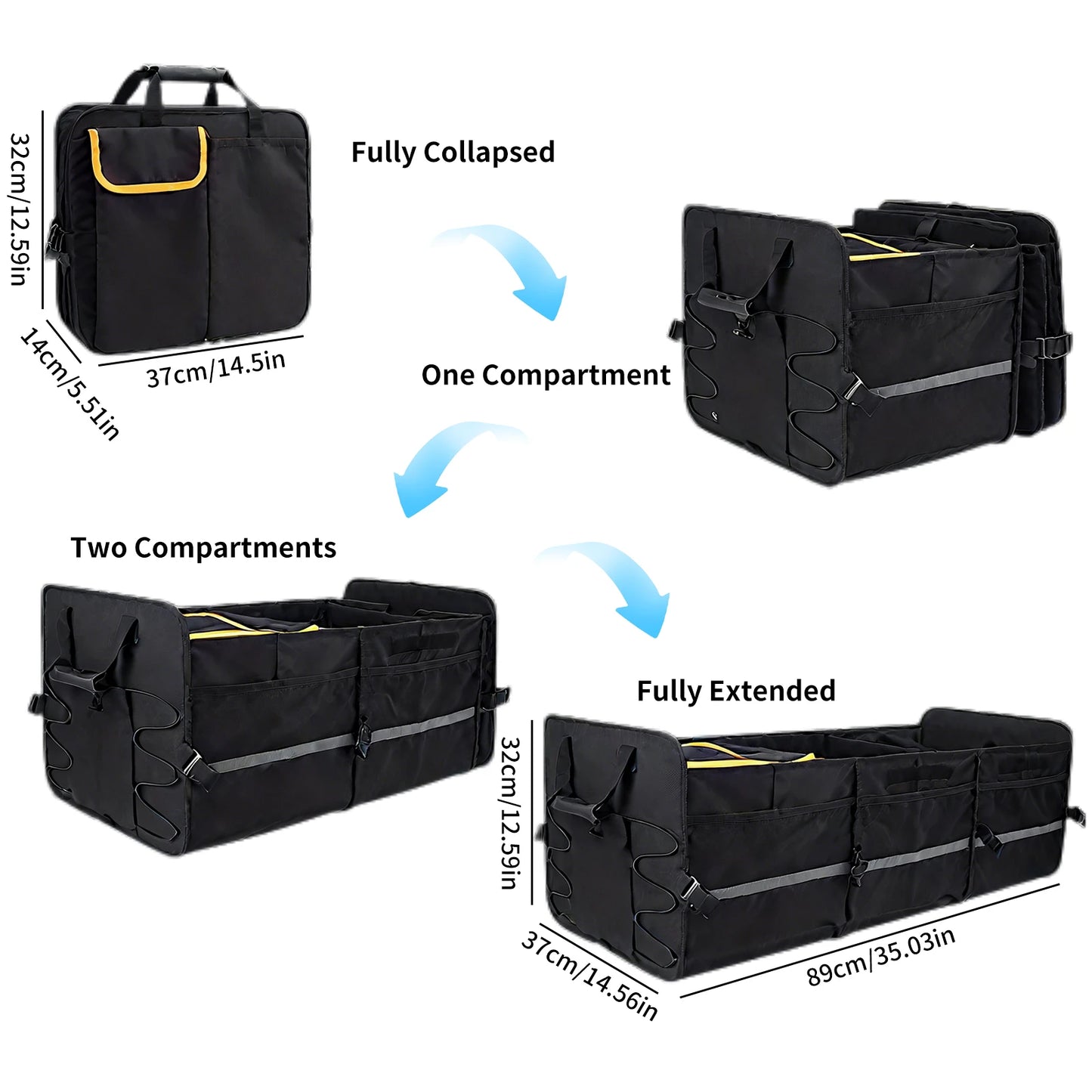 Organisateur de coffre pliable 115 L – tissu Oxford