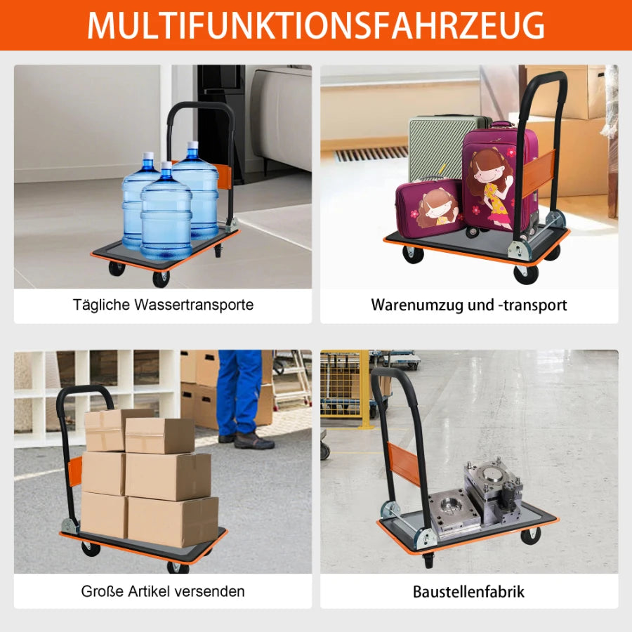 Chariot plateforme pliable 150 kg – manutention et rangement
