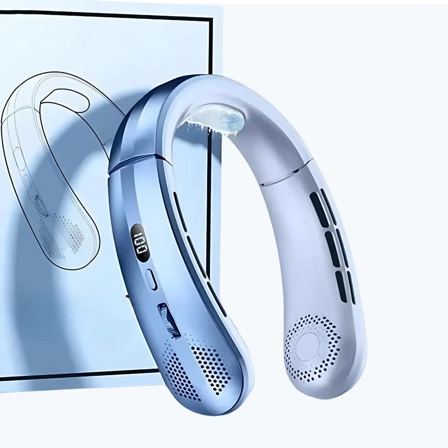 AVIS – Ventilateur de cou portable et rechargeable Bleu plus