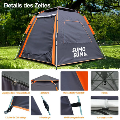 Tente De Camping Instantanée À Ouverture Rapide Pour 3 À 4 Personnes