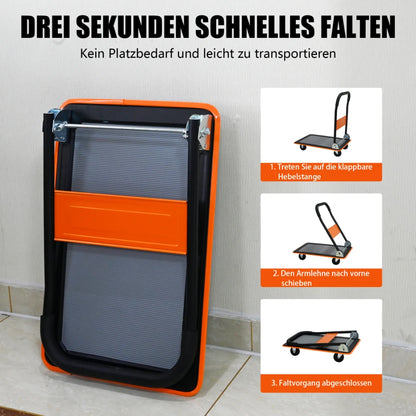 Chariot plateforme pliable 150 kg – manutention et rangement