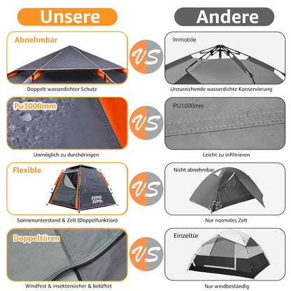 Tente De Camping Instantanée À Ouverture Rapide Pour 3 À 4 Personnes
