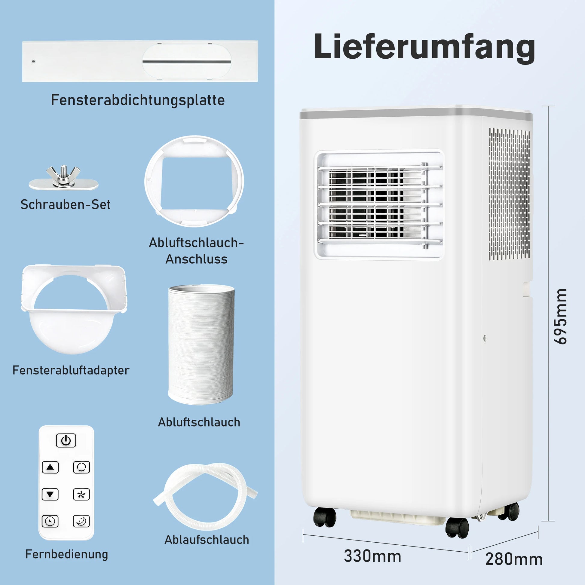 Climatiseur Portable 4 En 1 9000 BTU Air 270 M3h Déshumidification BLANC Allemagne