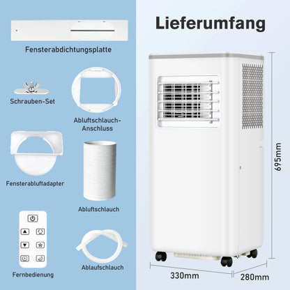 Climatiseur Portable 4 En 1 9000 BTU Air 270 M3h Déshumidification BLANC Allemagne