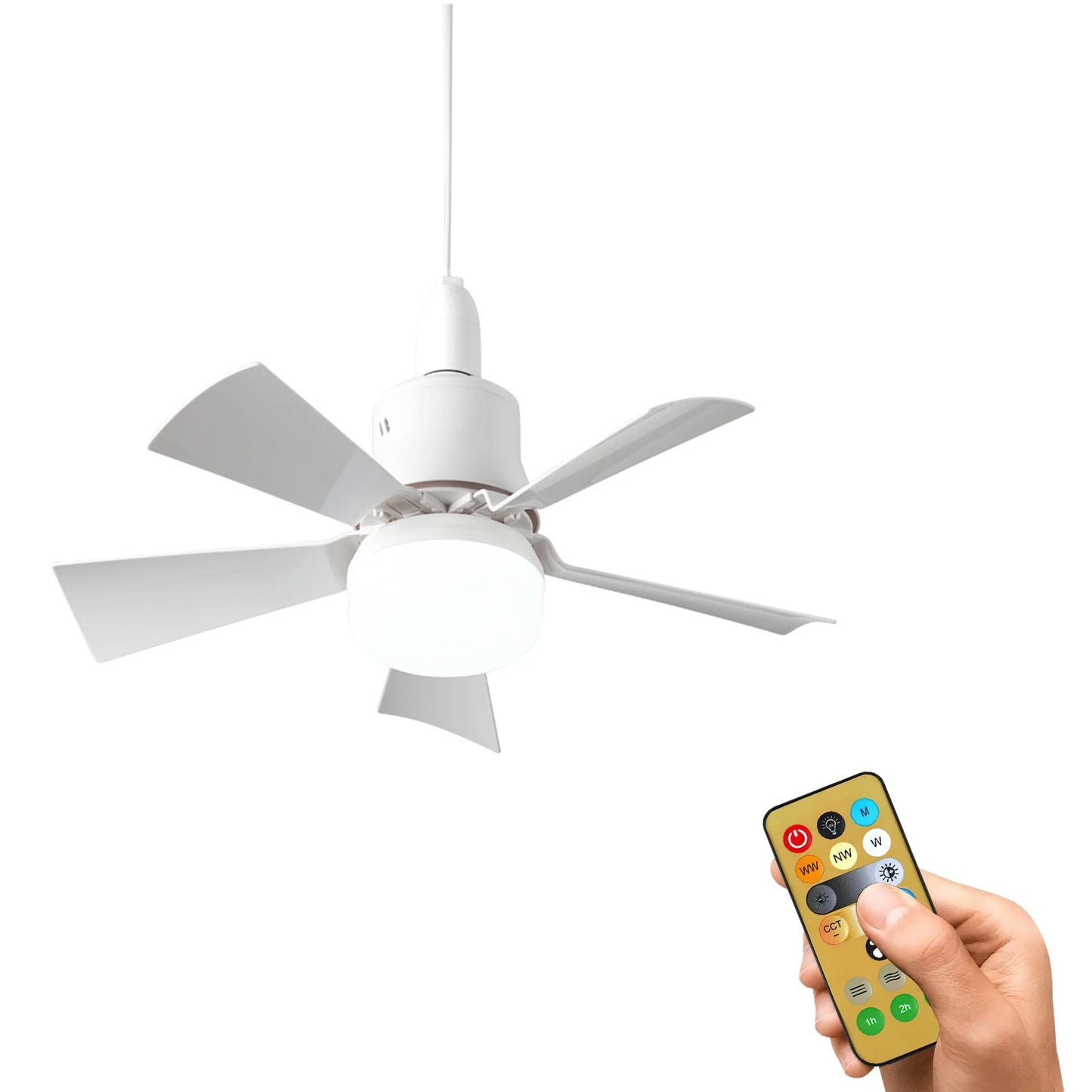 Ventilateur De Plafond À Trois Vitesses Avec Lumière Télécommande Compact Blanc France