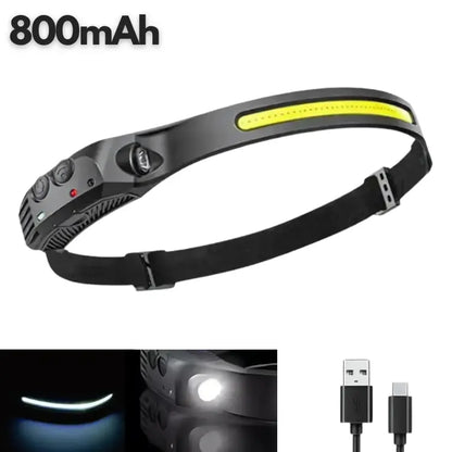 COB LED | Lampe frontale à capteur LED rechargeable 1 LED Blanche (800mAh) activit bricolage camping capteur cette clairage confort elle frontale lampe mouvement obscurit plein port pour professionnels prolong puissance rapide recharge rechargeable travailzen travaux vous