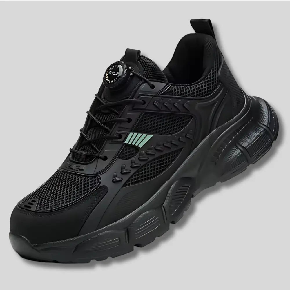 CROSSAFE - Baskets de sécurité à lacets automatiques Noir acier anti antid automatique automatiques automne baskets bouton confort crasement crossafe curit doublure durable elles embout fermeture lacets maille mesh pour printemps rapante respirant rieure rotatif semelle sistante sécurité travail