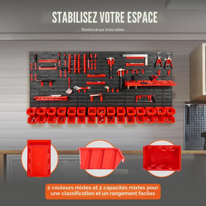 Bacs de rangement muraux 30 ou 48 pièces avec panneaux modulables