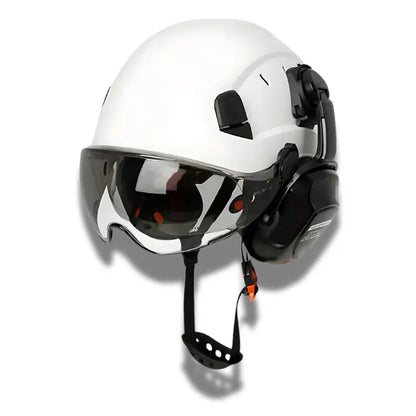 Casque de sécurité multifonction AME-GS Blanc avec protège-oreilles activit ajustement avec casque circulation confort curit doublure forme lunettes meilleure menton multifonction normes pour protection ration rieur sangle suspension syst tissu tractable trous visi