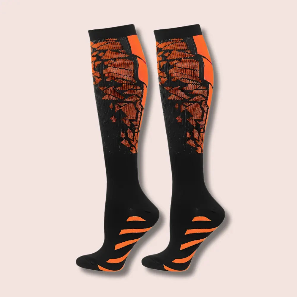 Coolsa – Chaussettes hautes de compression et soutien Orange actifschaussettes adapt ales chaussettes circulation compression confort coolsa debout douleurs duction fatigue hautes jambes journ lioration pour respirant restauration sont soutien travailleurs