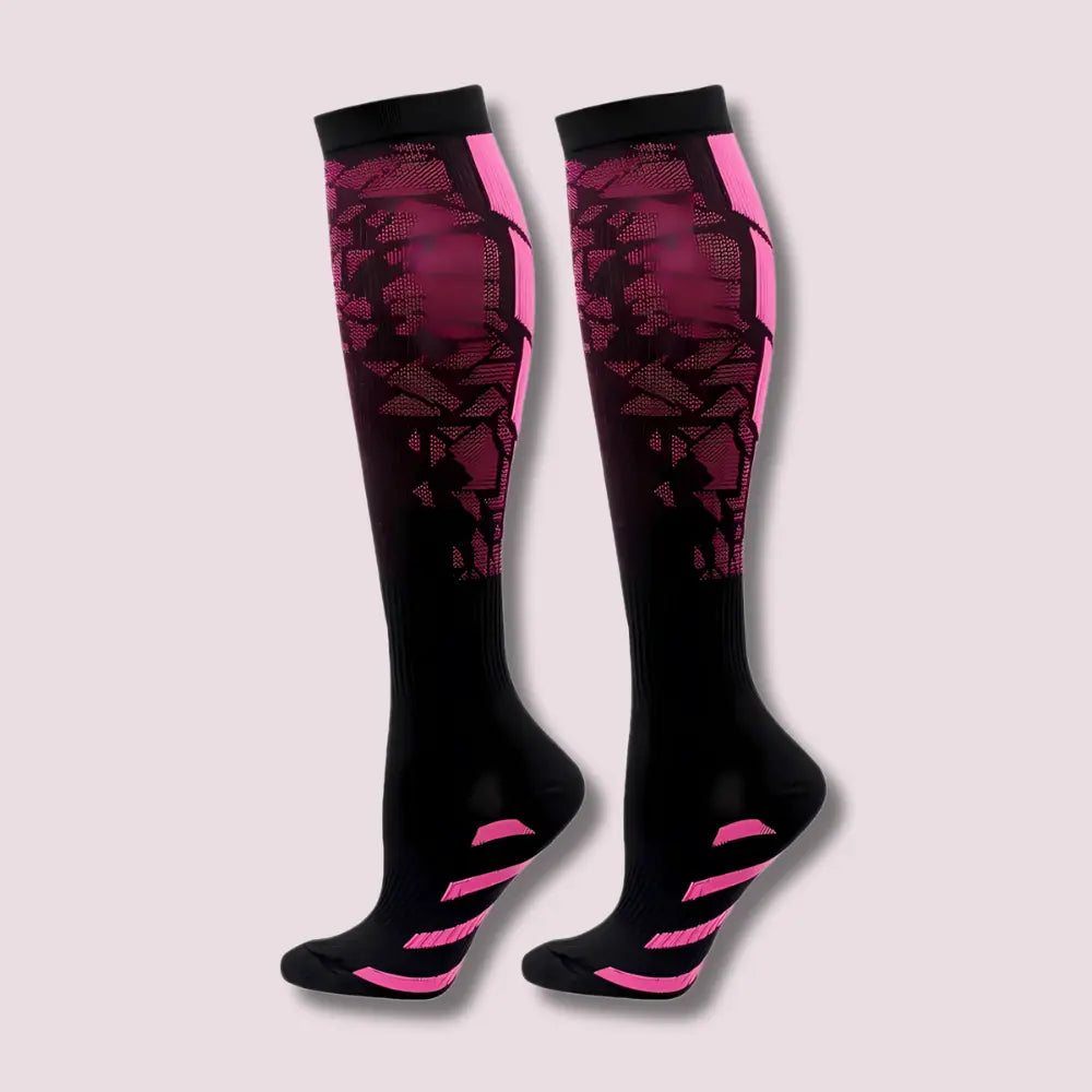 Coolsa – Chaussettes hautes de compression et soutien Rose actifschaussettes adapt ales chaussettes circulation compression confort coolsa debout douleurs duction fatigue hautes jambes journ lioration pour respirant restauration sont soutien travailleurs