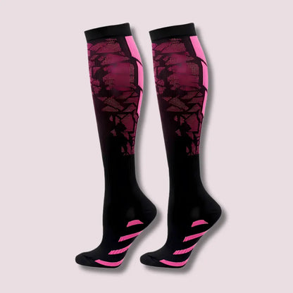 Coolsa – Chaussettes hautes de compression et soutien Rose actifschaussettes adapt ales chaussettes circulation compression confort coolsa debout douleurs duction fatigue hautes jambes journ lioration pour respirant restauration sont soutien travailleurs