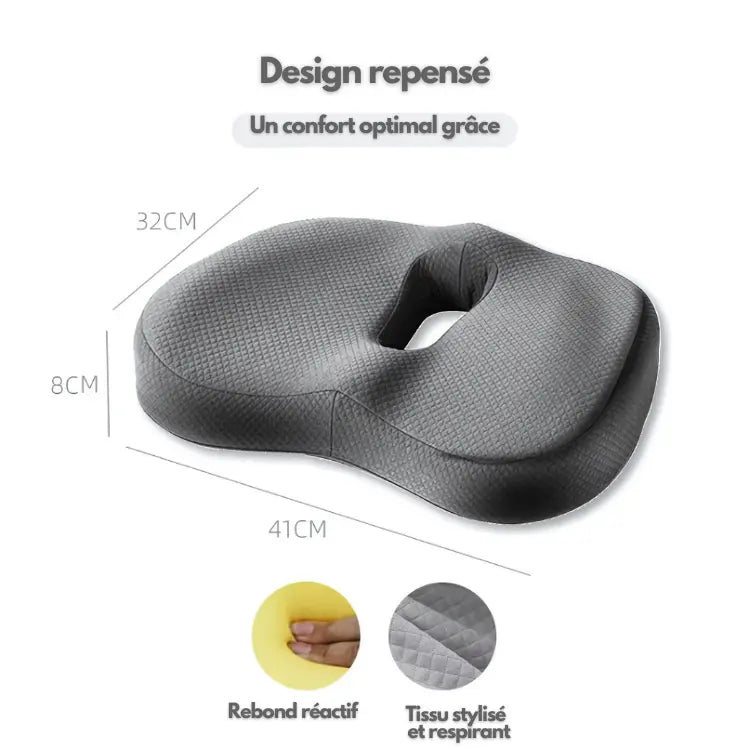 Ferns | Coussin Dossier et Siège Orthopédique Coussin d’assise gris assise avec bureau coccyx confort coussin design dique dossier douleurs ferns forme haute housse lavable lombaire lombaires maison moire mousse orthop posture pour prolong respirant soutien tissu toute utilisation voiture votre