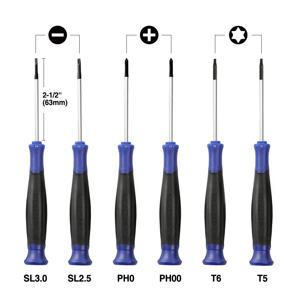 WORKPRO Jeu de Tournevis Magnétiques 15 Pièces Grip Antidérapant Phillips Pozi