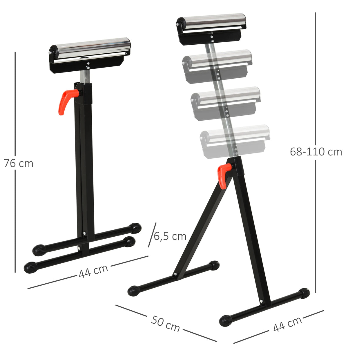 Servante à rouleau réglable 68–110 cm – support pliant