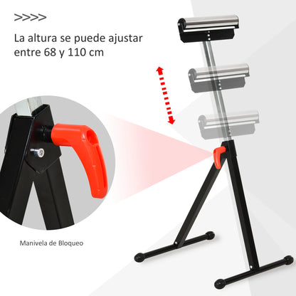 Servante à rouleau réglable 68–110 cm – support pliant
