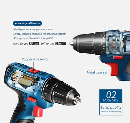 Bosch GSR 120-LI Perceuse Sans Fil 12V - Puissante pour Travaux Métal et Bois - Manuzen