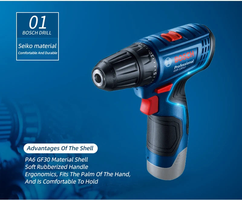 Bosch GSR 120-LI Perceuse Sans Fil 12V - Puissante pour Travaux Métal et Bois - Manuzen