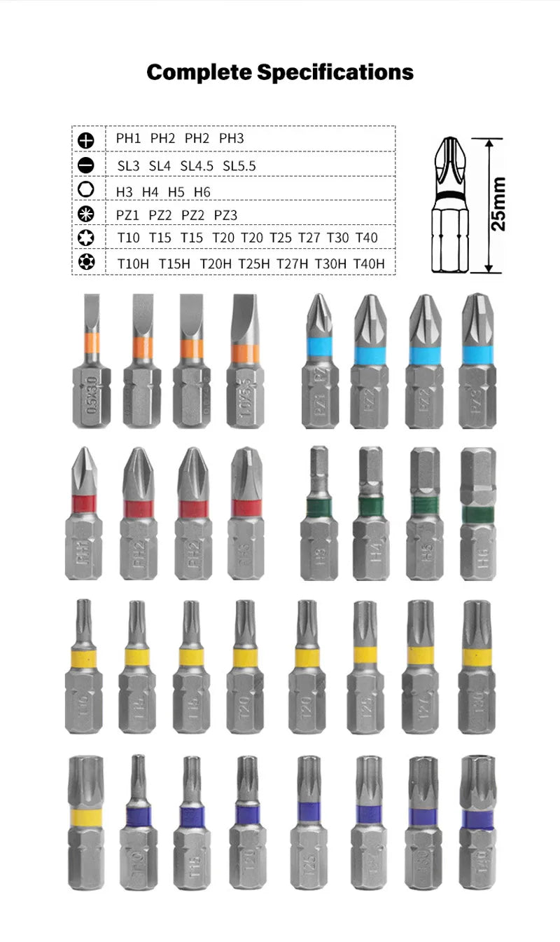 Makita B-55697 Jeu D'embouts Tournevis 43 Pièces Code Couleur Pour Outil