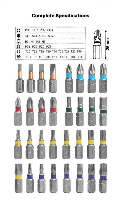 Makita B-55697 Jeu D'embouts Tournevis 43 Pièces Code Couleur Pour Outil