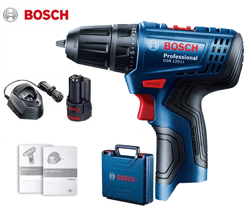 Bosch GSR 120-LI Perceuse Sans Fil 12V - Puissante pour Travaux Métal et Bois - Manuzen