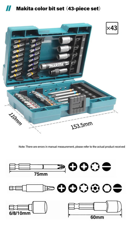 Makita B-55697 Jeu D'embouts Tournevis 43 Pièces Code Couleur Pour Outil