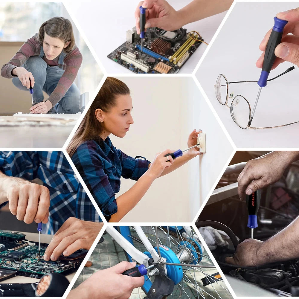 WORKPRO Jeu de Tournevis Magnétiques 15 Pièces Grip Antidérapant Phillips Pozi