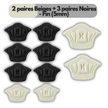 HeelFit : Coussinets de talon adhésifs 2 paires Beiges + 3 paires Noires - Fin (5mm) ajustement avec chaussures confort coussinets essayez haute heelfit journ parfait pour protection sifs sive taille talon toutes ultimecoussinets votre