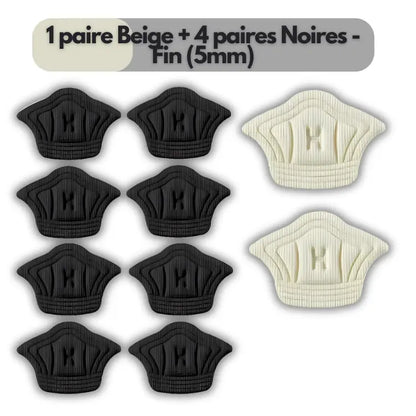 HeelFit : Coussinets de talon adhésifs 1 paire Beige + 4 paires Noires - Fin (5mm) ajustement avec chaussures confort coussinets essayez haute heelfit journ parfait pour protection sifs sive taille talon toutes ultimecoussinets votre