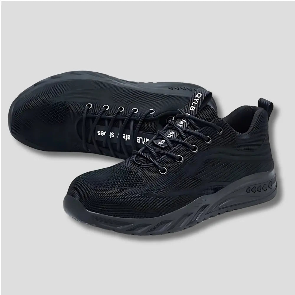 QYL-B - Baskets de sécurité ventilées Noir Stock Central acier avec baskets caoutchouc certifi chauds confort curit dans doublure durable elles embout environnements journ long maille optimale pour protection riau rieur rieure semelle sécurité travail tricot ventil volant