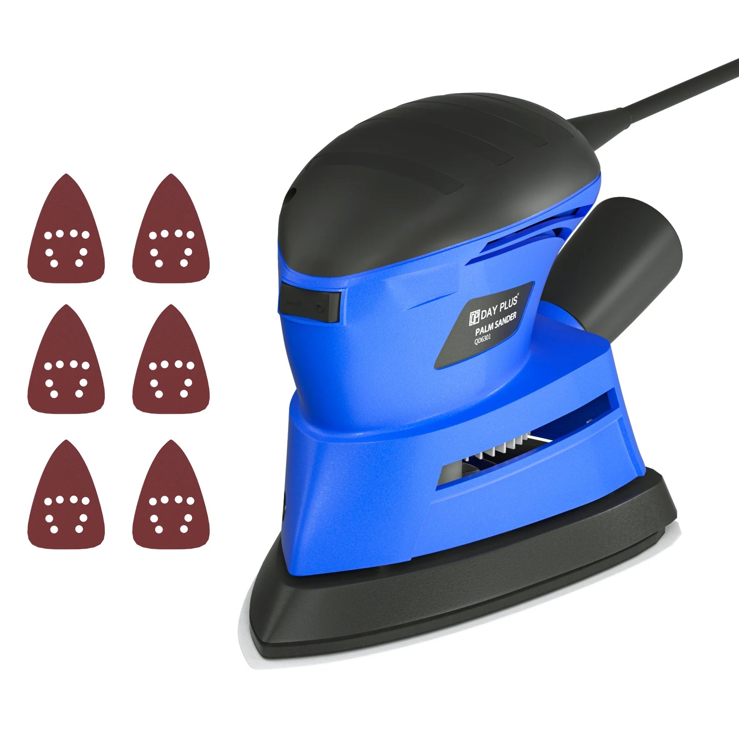 Ponceuse compacte 130 W – finition bois, 6 abrasifs