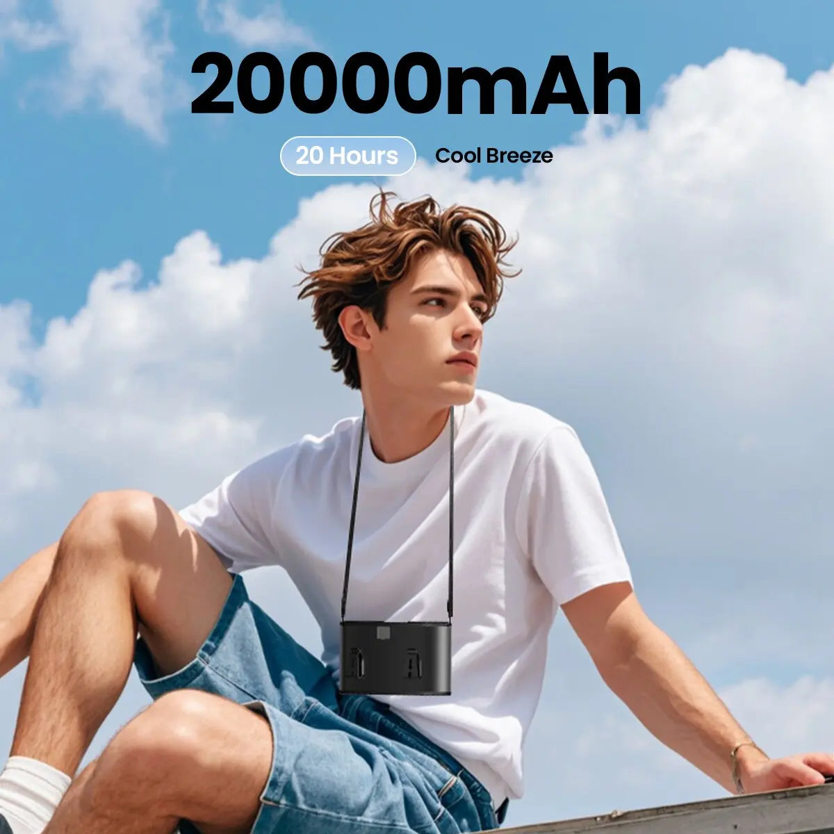 Ventilateur Portable Rechargeable ColdSky 20000 mAh Avec Affichage LED