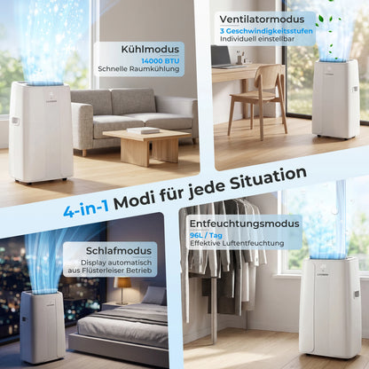 Climatiseur Mobile 14000 BTU Refroidissement Déshumidification Pièces 100 m3