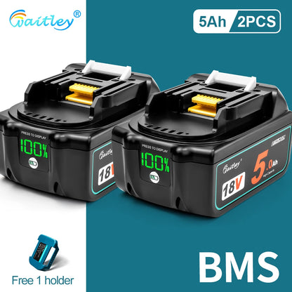 Batterie Waitley 18V Pour Makita Capacité 5/6/9Ah Remplacement Rechargeable 2 PCS 5Ah France