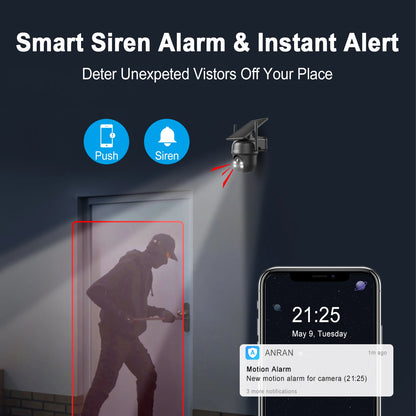 Caméra solaire extérieure Wi-Fi – 3 ou 5 MP, détection PIR