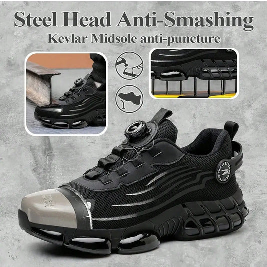Chaussures De Sécurité À Bouton Rotatif Unisexe Embout Acier 37-48