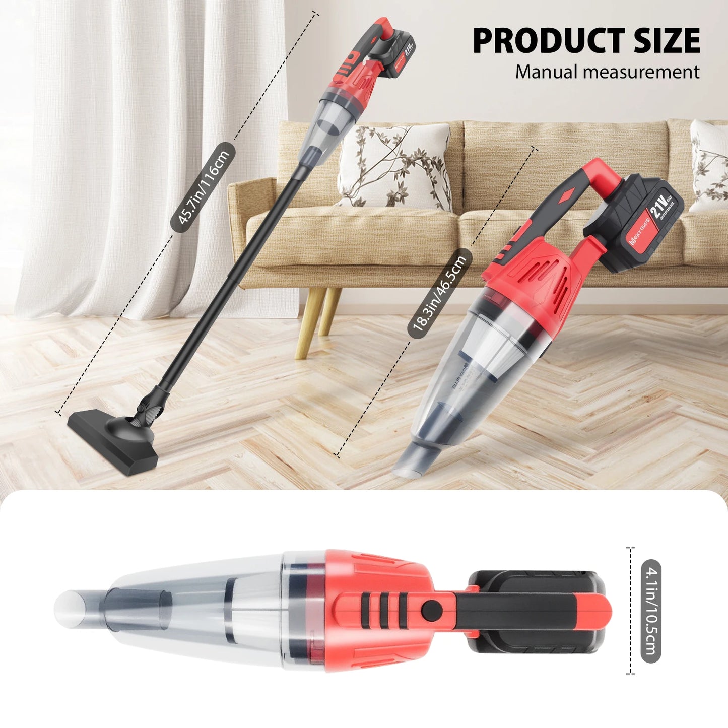 Aspirateur à main sans fil – 1 ou 2 batteries, 3 filtres